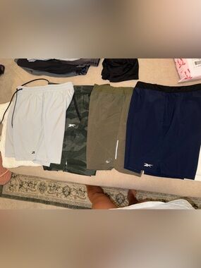 Reebok Men's Athletic Shorts Pack - Light Gray, Camo Green, Olive, Navy
